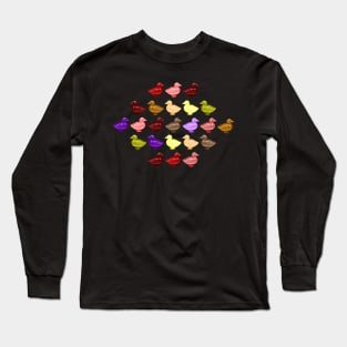 Ducks in rows, Yellow, Red, Purple Long Sleeve T-Shirt